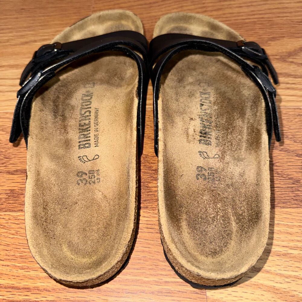 Birkenstock Yao Black Birko-Flor Sandals EU 39 US 8 Asymmetrical Comfort - Picture 6 of 9